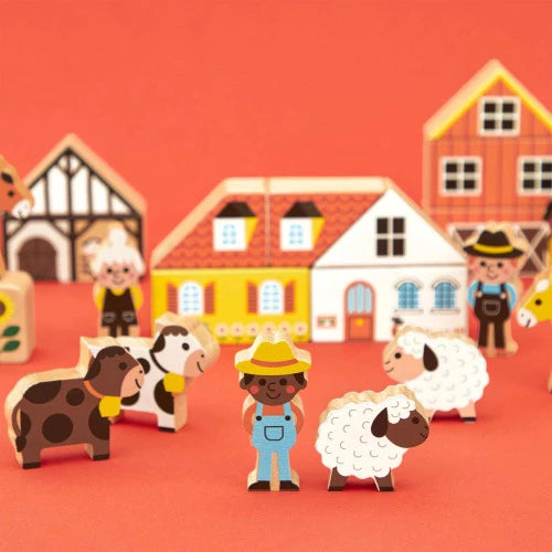 Janod Cross Roads Bloques Granja 36 piezas