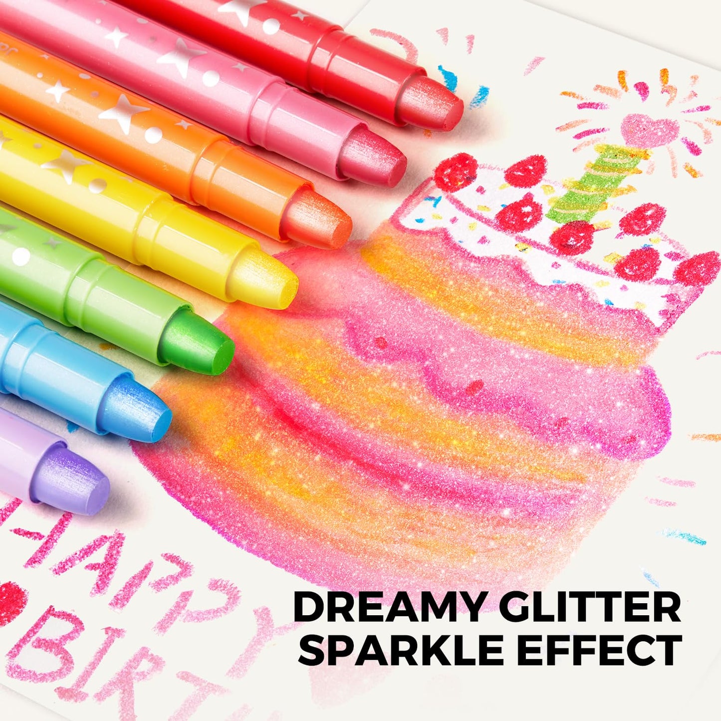 Jar Melo Crayones lavables suaves Glitter 24 colores