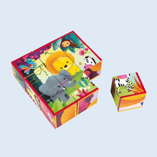 Janod Puzzle cubos Animales de la selva