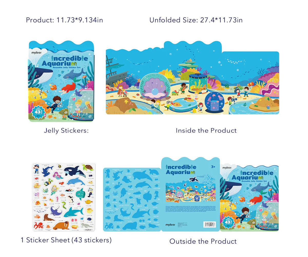 Mideer Set de pegatinas reutilizables Bajo el mar
