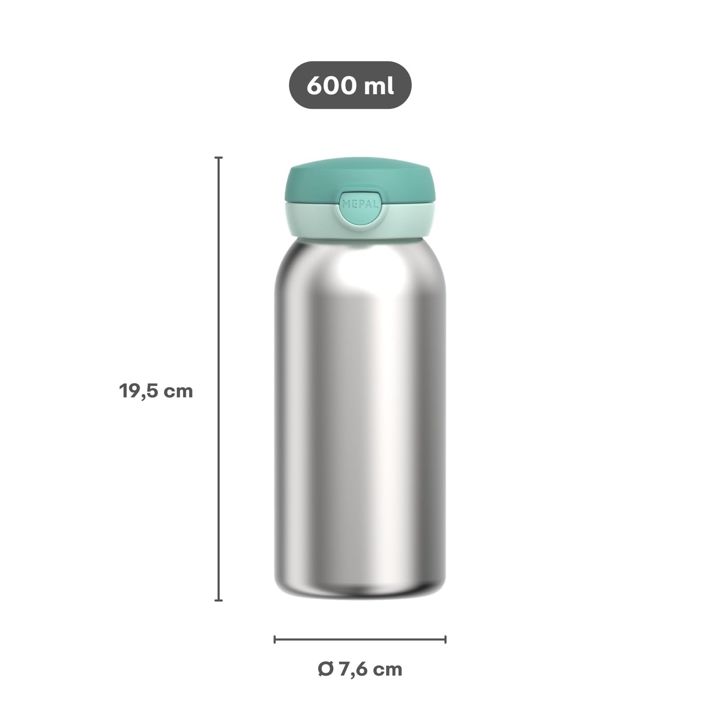 Mepal Botella acero con tapón abatible 600 ml Verde