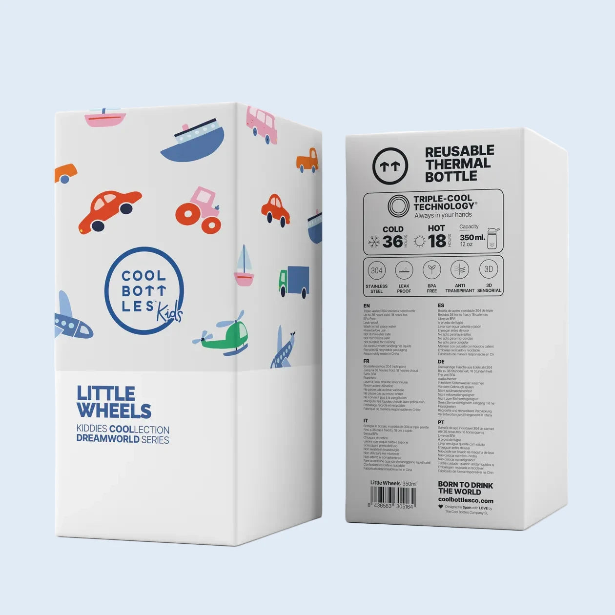 Cool Bottles Botella térmica 350 ml Kiddies Little Wheels