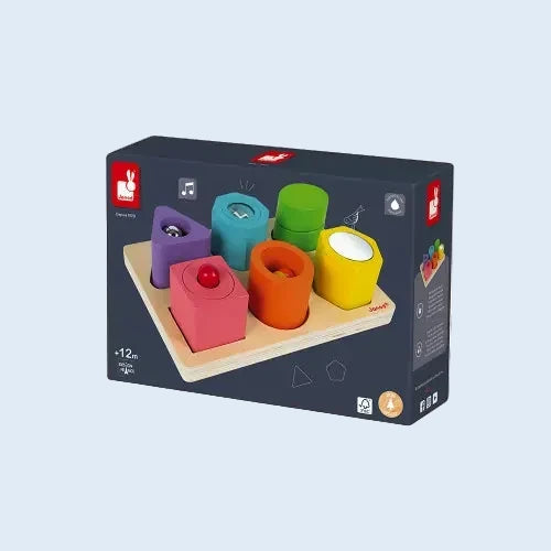 Janod Puzzle de madera Figuras geométricas sensoriales