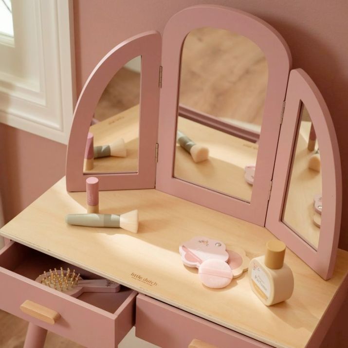 Mueble tocador de madera rosa - Little Dutch