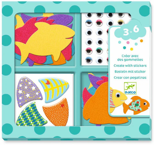 Djeco Crear con pegatinas Me gustan los peces