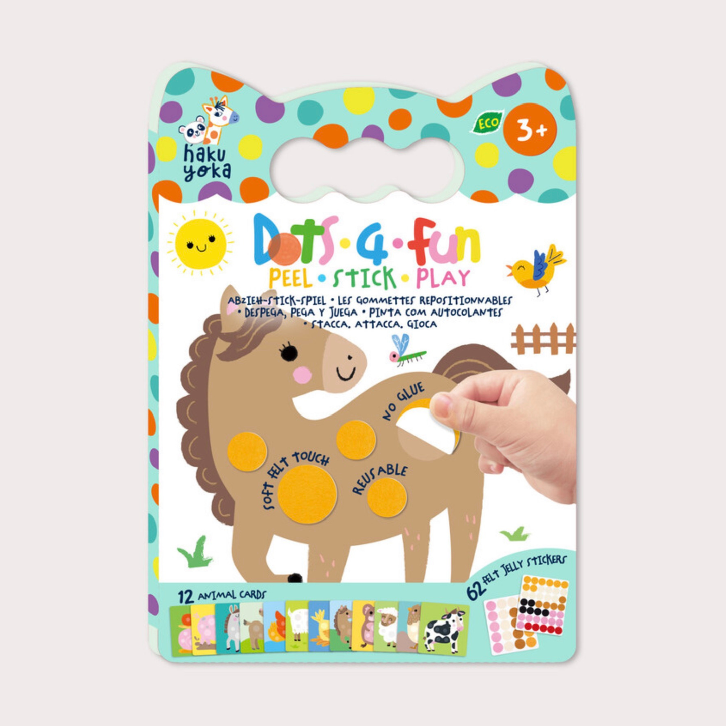 HakuYoka Dot fun Pegar, despegar y jugar Animales de granja
