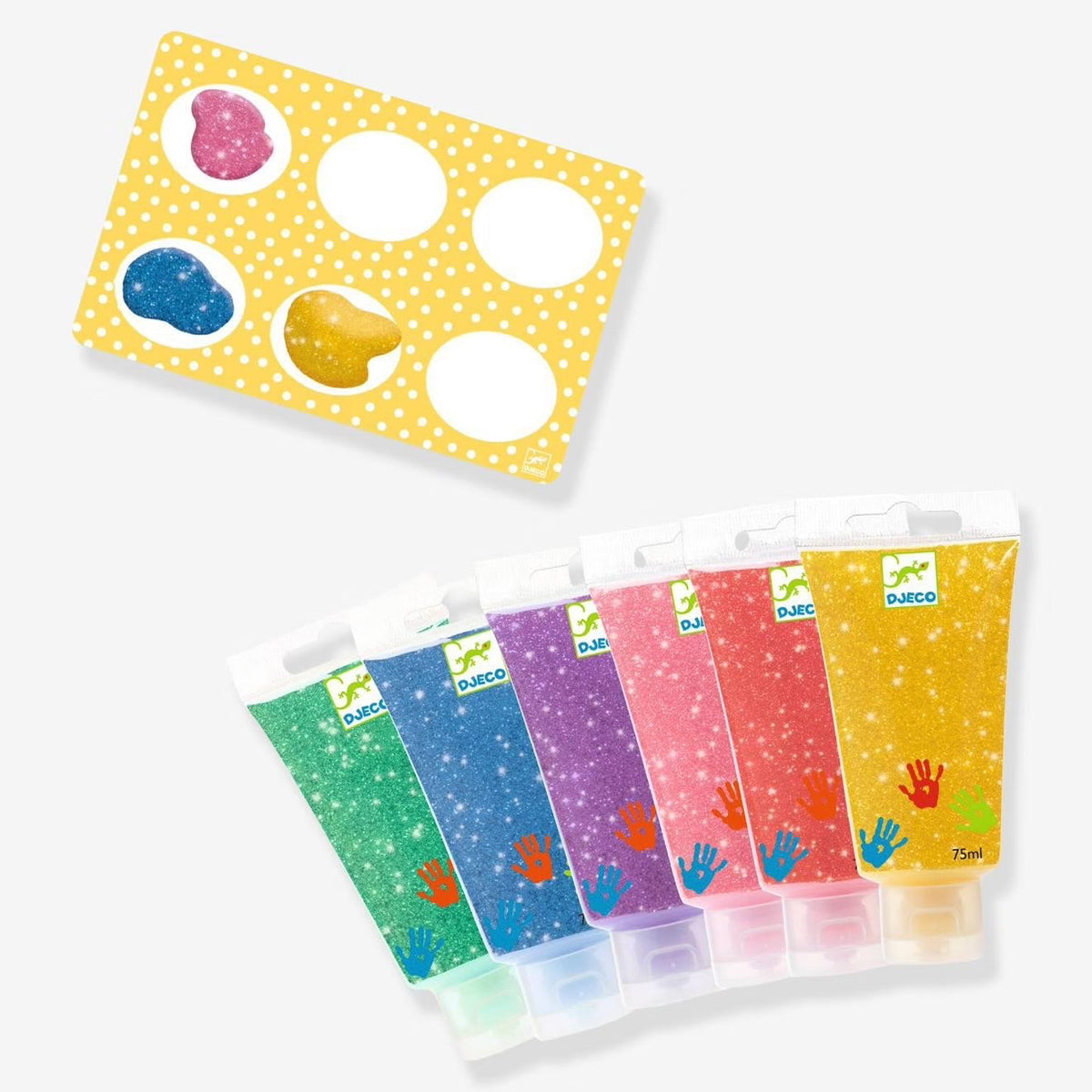Djeco Pinturas para dedos 6 colores glitter