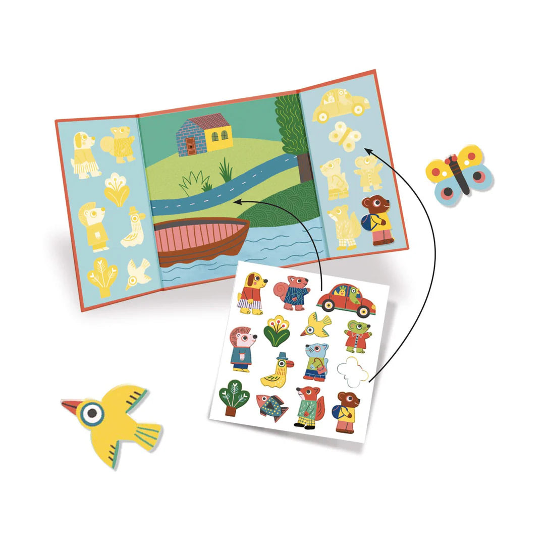 Djeco Set pegatinas reutilizables Animales