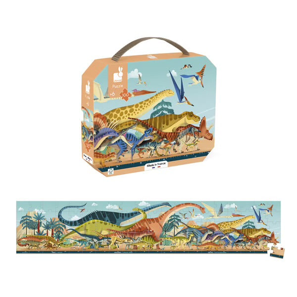 Janod Puzzle panorámico Dinosaurios 100 piezas