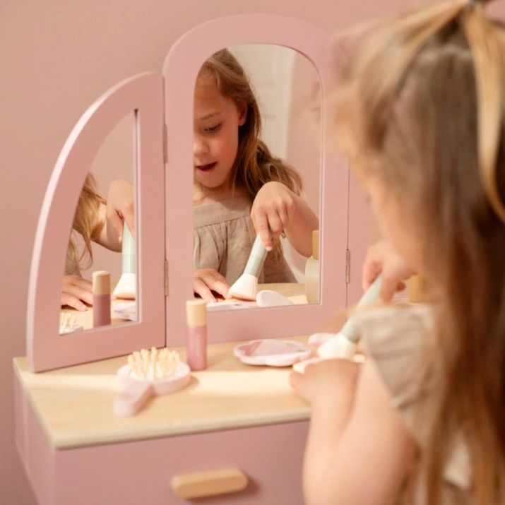 Mueble tocador de madera rosa - Little Dutch