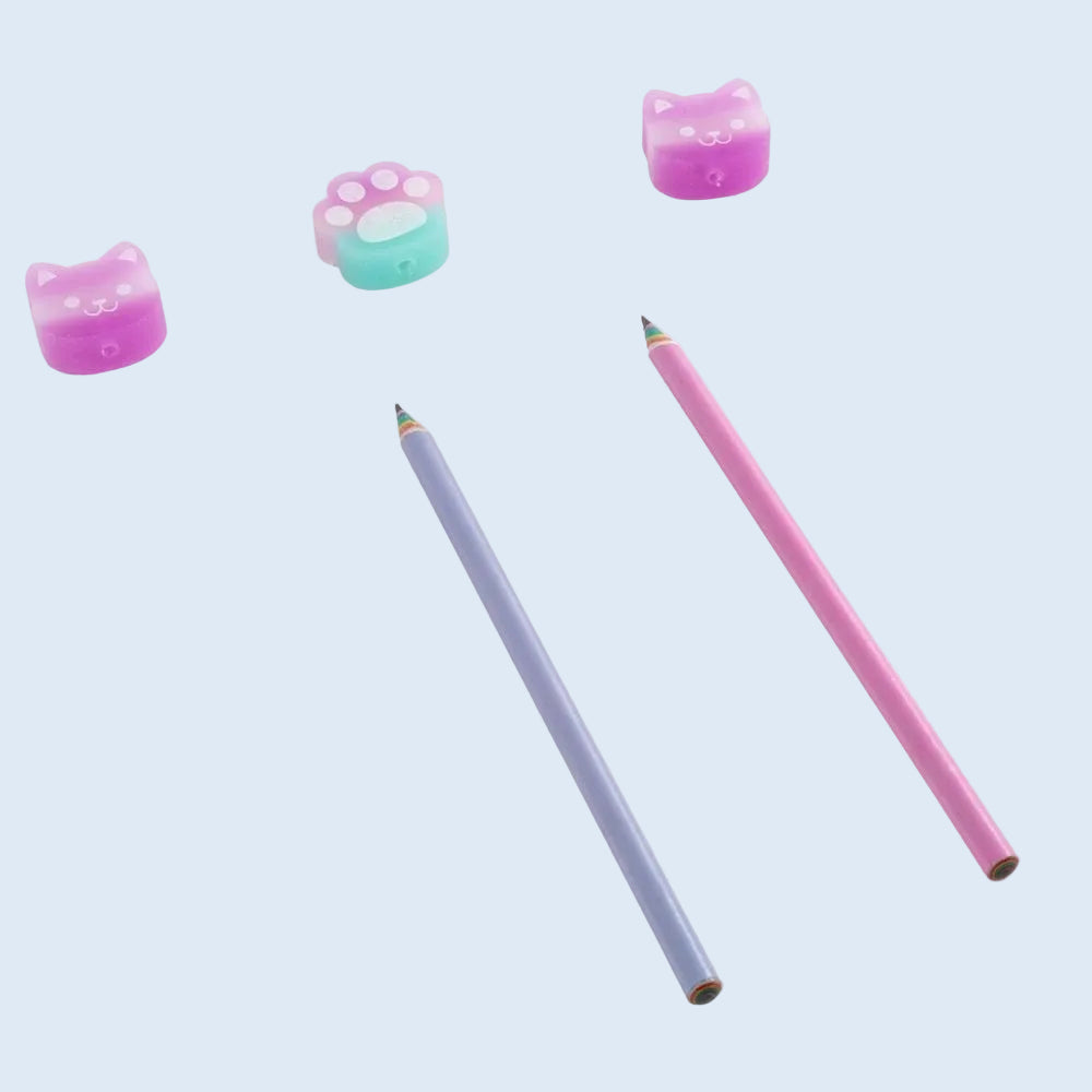 Kidea Pack lápices y gomas aromáticas Gatitos