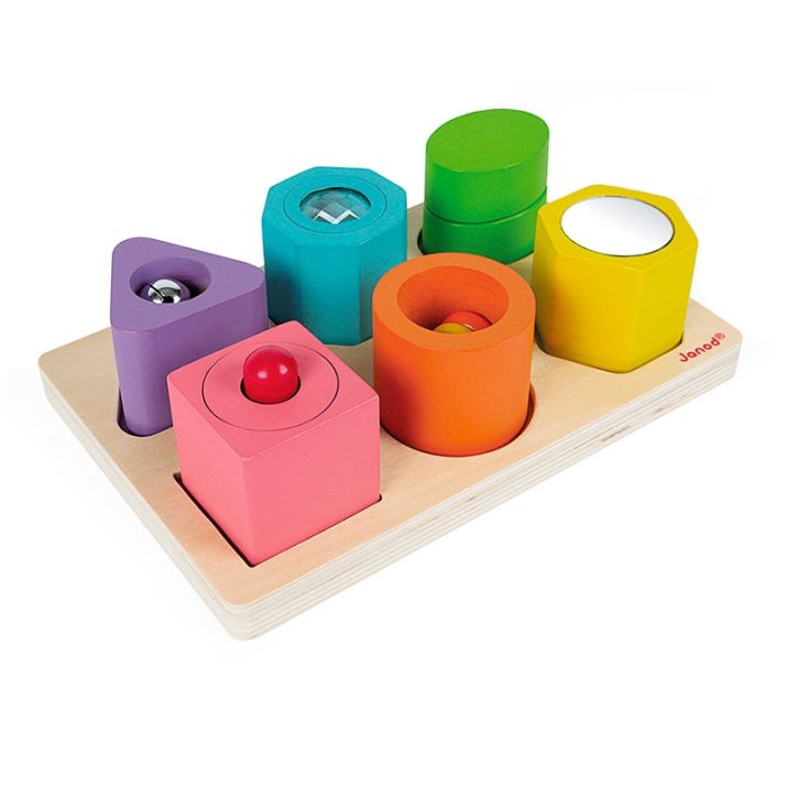 Janod Puzzle de madera Figuras geométricas sensoriales