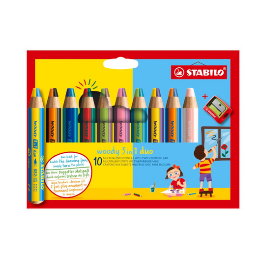 Stabilo Lápices Woody 3 en 1 Estuche 10 bicolores