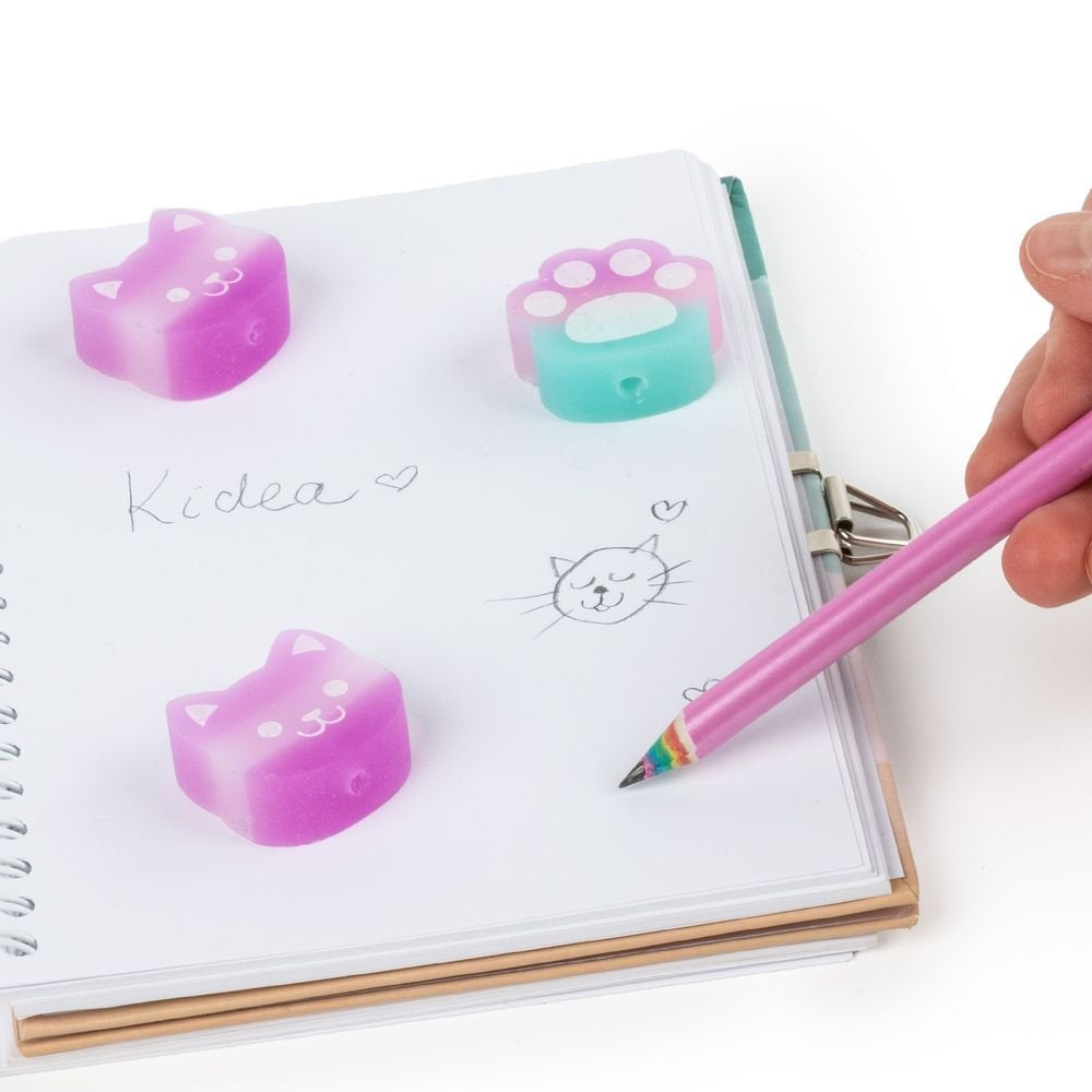 Kidea Pack lápices y gomas aromáticas Gatitos