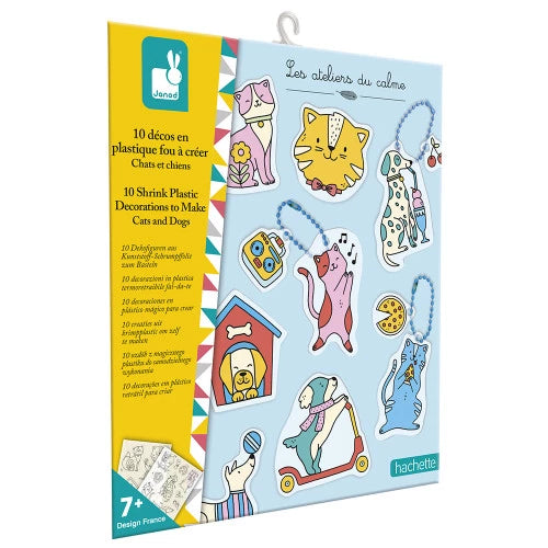 Janod Decoraciones en plástico mágico para colorear Gatos y perros