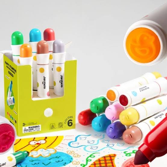Jar Melo Rotuladores lavables con sellos de animales 6 colores