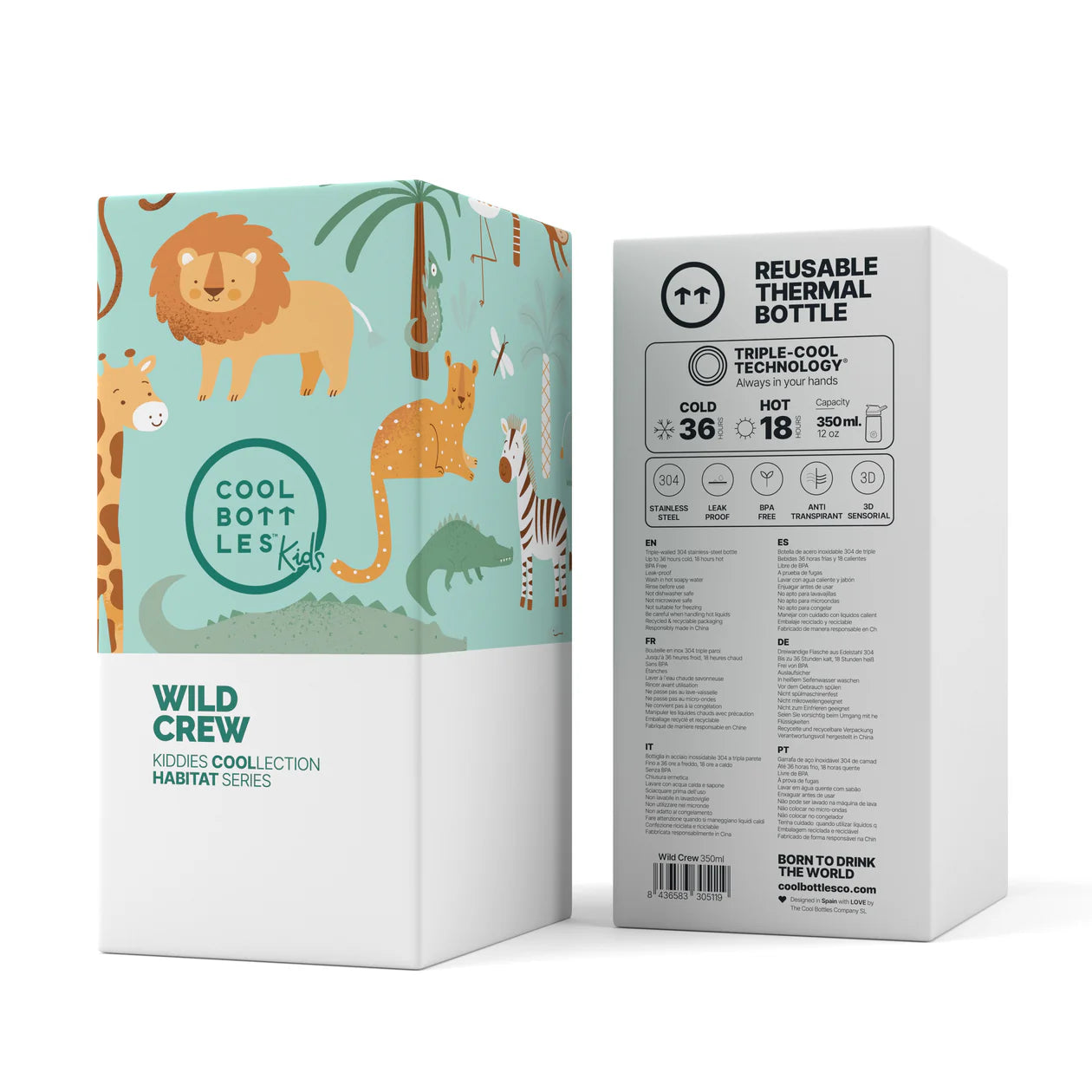 Cool Bottles Botella térmica 350 ml Kiddies Wild Crew