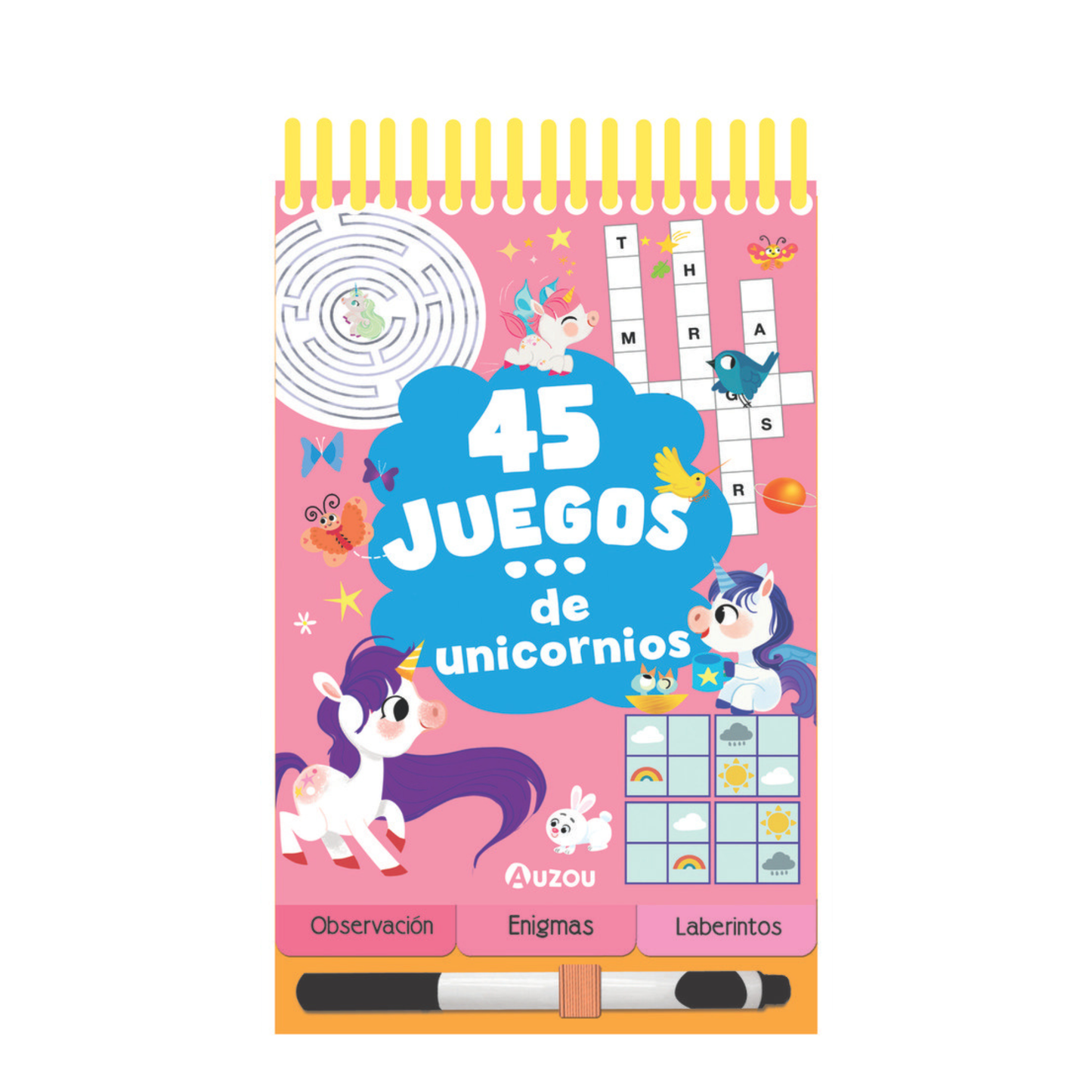 Auzou Libro pizarra 45 Juegos… de unicornios