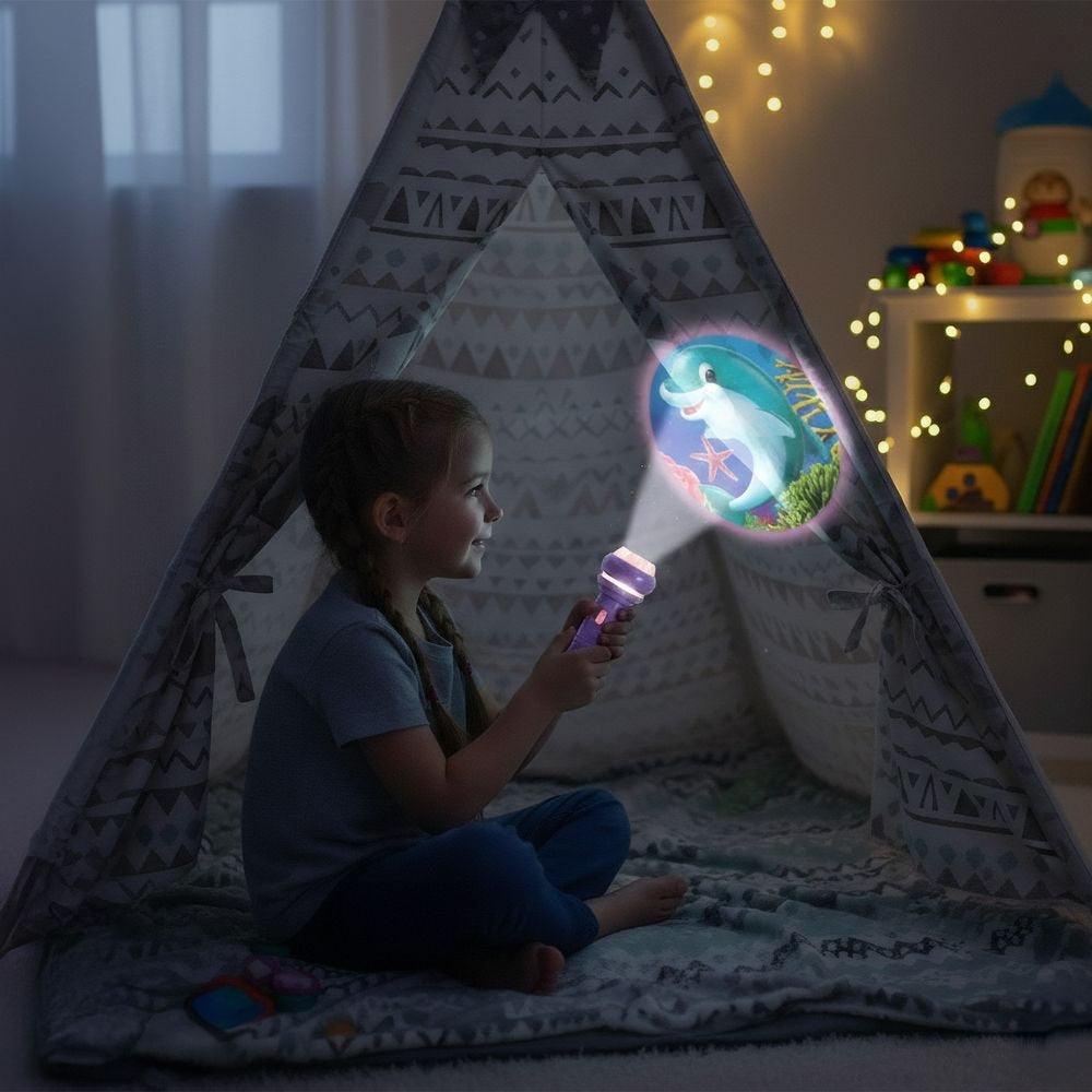 Kidea Set proyector de imágenes con 5 discos Rosa