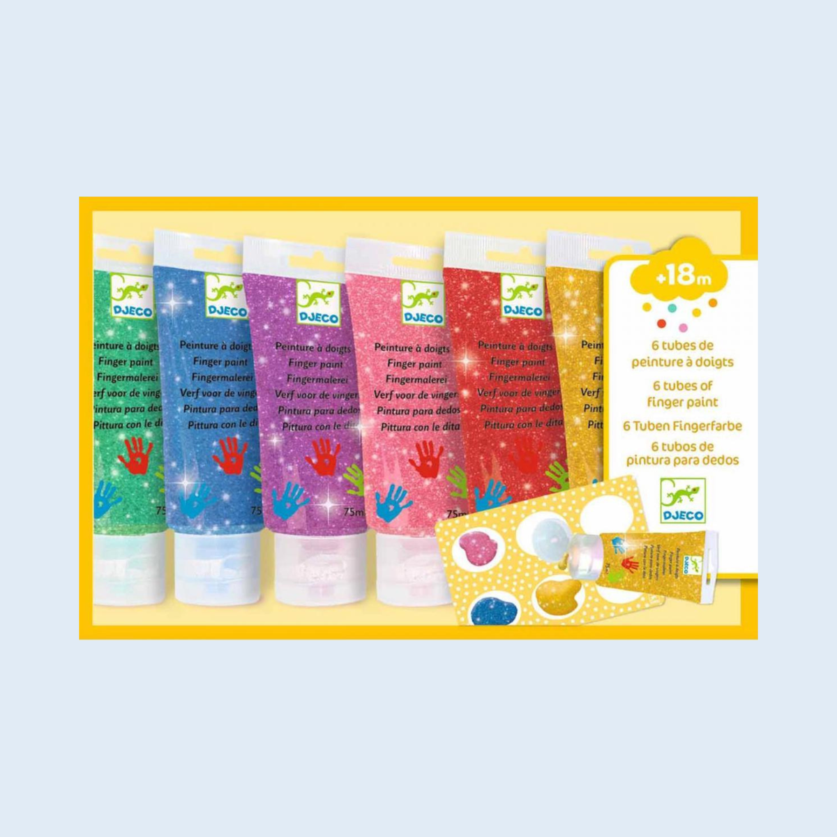 Djeco Pinturas para dedos 6 colores glitter
