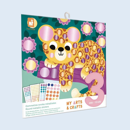 Janod Kit creativo Pegatinas redondas metalizadas Animales