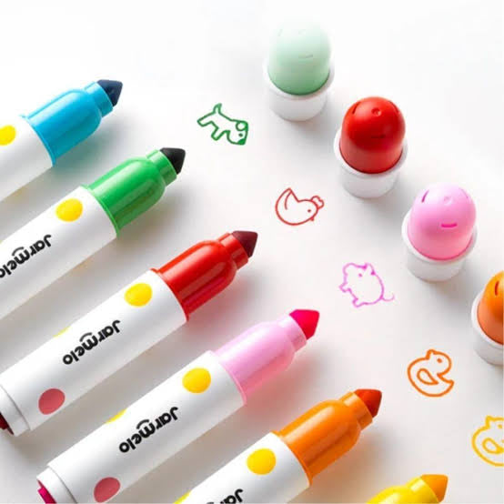 Jar Melo Rotuladores lavables con sellos de animales 6 colores