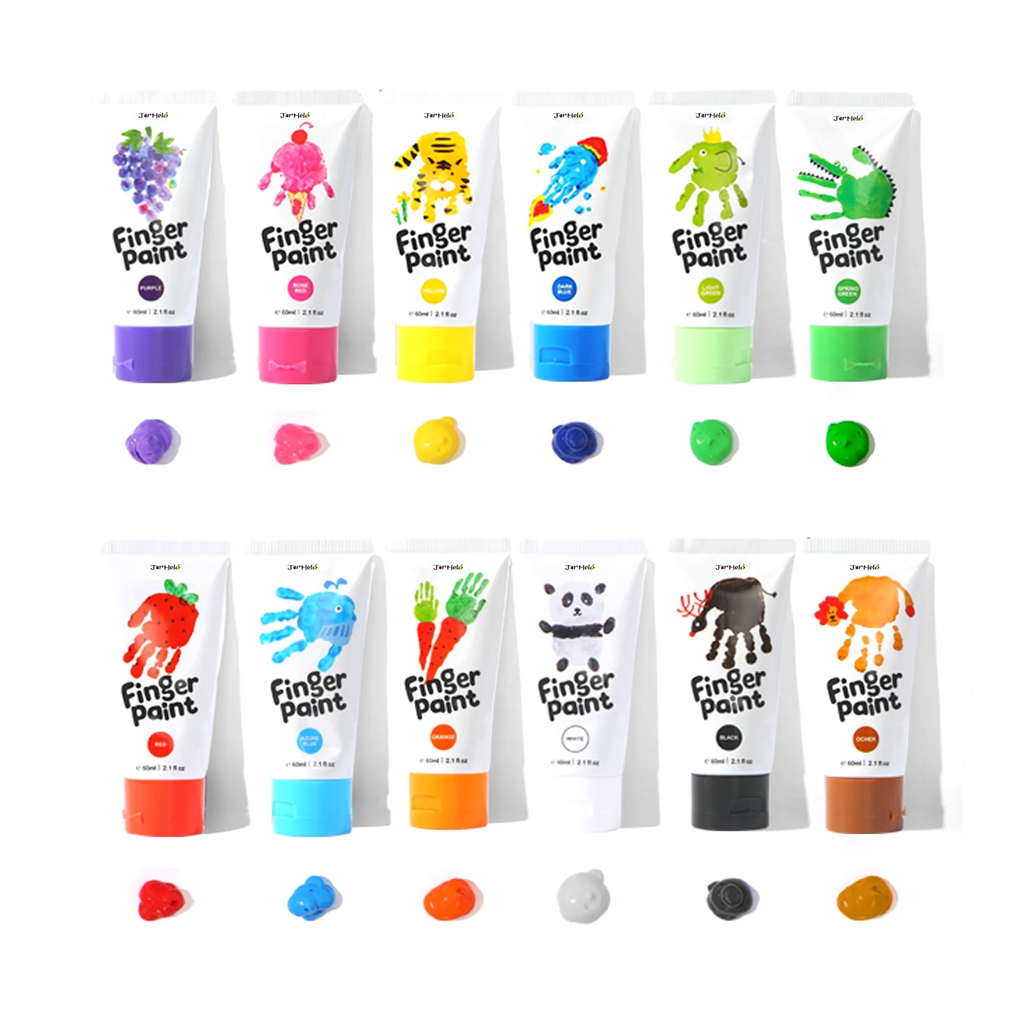 Jar Melo Pintura de dedos 12 colores