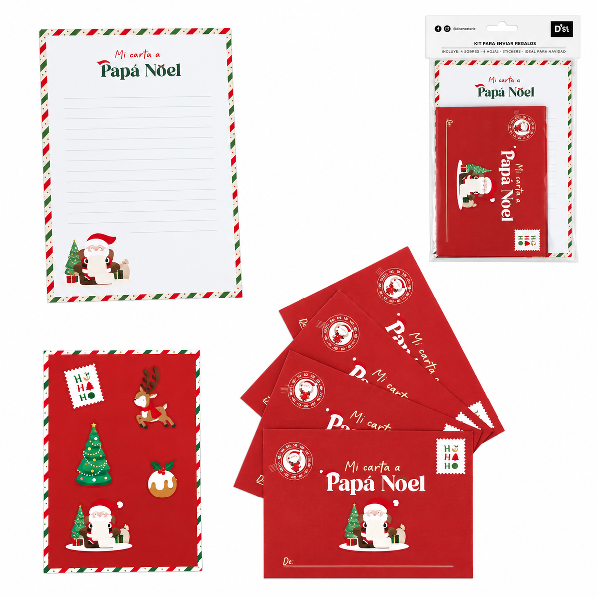 Cartas y sobres para Papá Noel