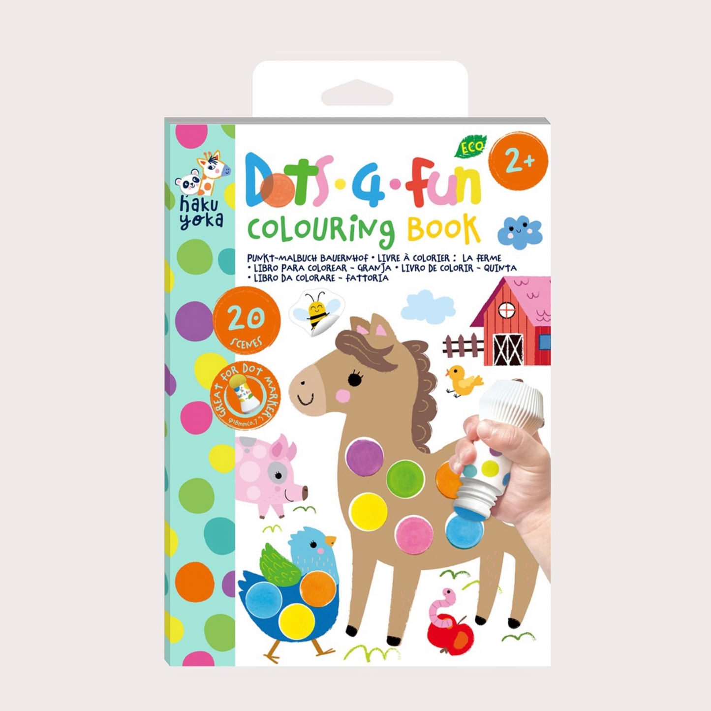 HakuYoka Dots Libro para colorear Granja