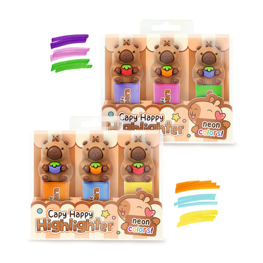 Trendhaus Subrayadores Capibara Pack 3 colores