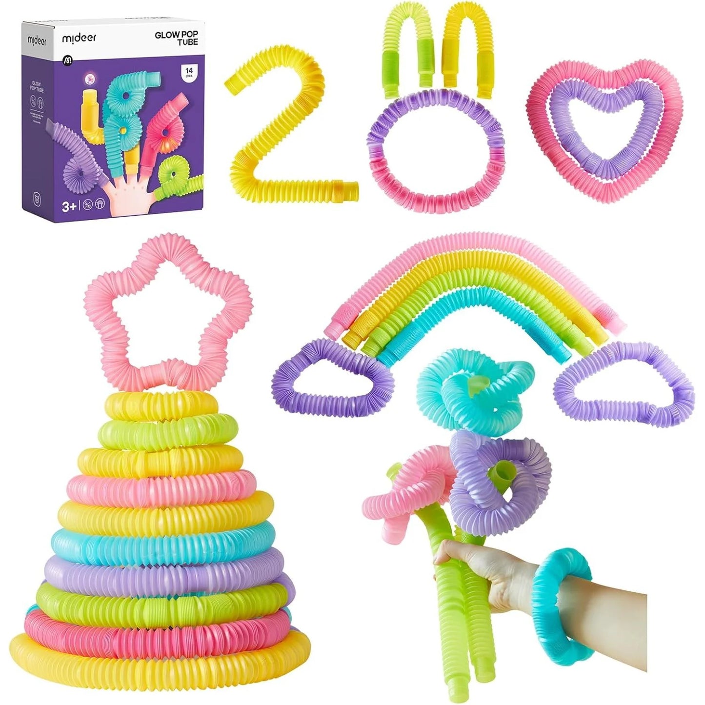 Mideer Juego tubos y bolas luminosas