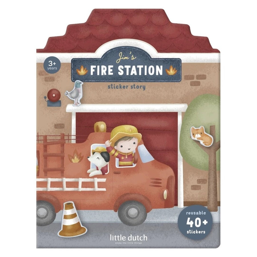 Little Dutch Libro de pegatinas crea tu historia Bomberos