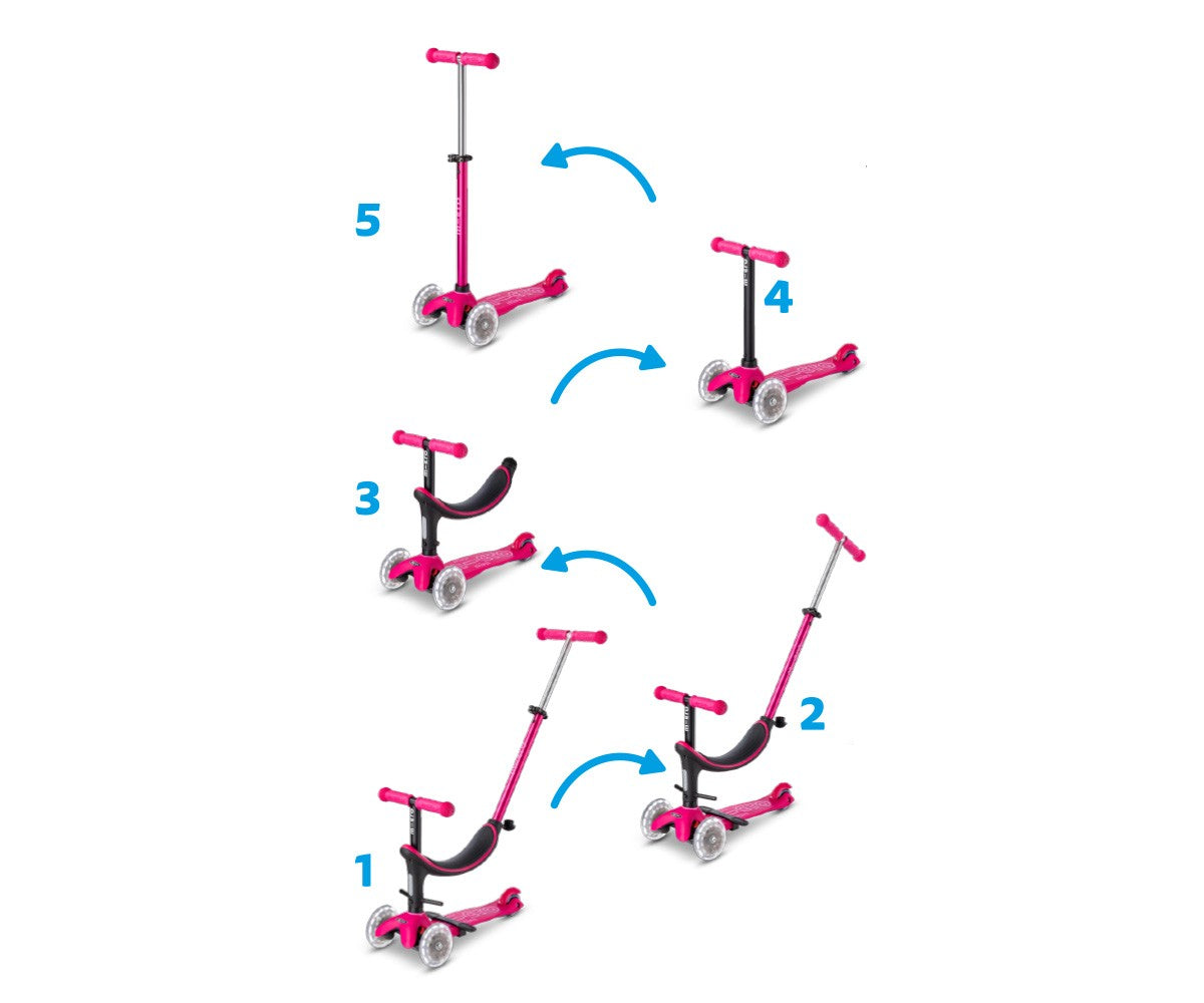 Micro Patinete mini2grow Deluxe LED Rosa