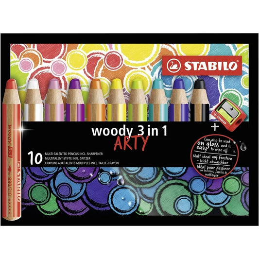 Stabilo Lápices Woody 3 en 1 Estuche 10 colores Arty