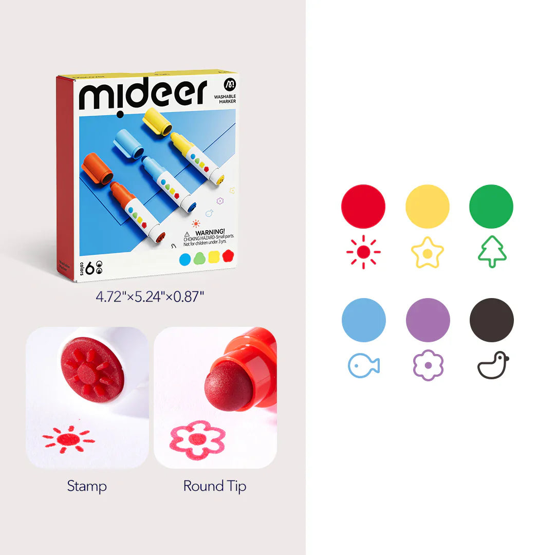 Mideer Rotuladores doble punta con sello 6 o 12 colores
