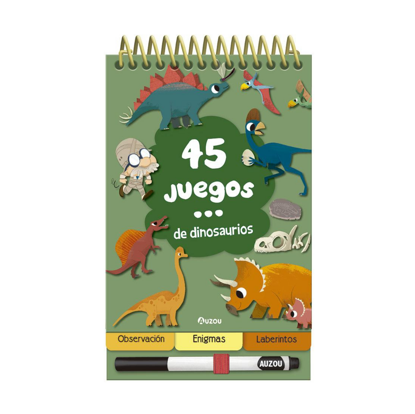Auzou Libro pizarra 45 Juegos de dinosaurios