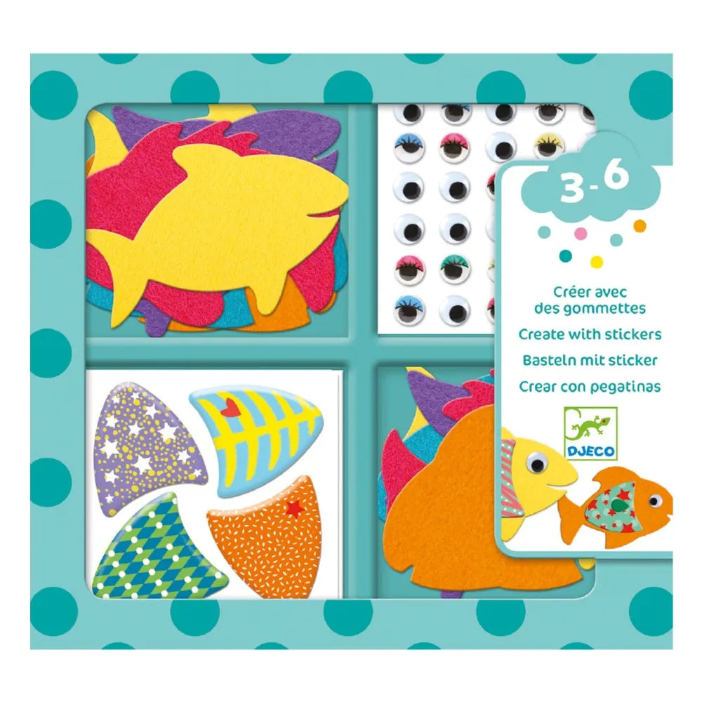 Djeco Crear con pegatinas Me gustan los peces