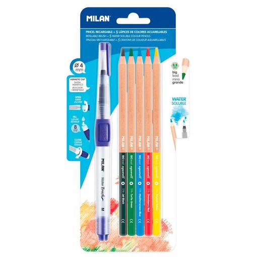 MILAN Lápices acuarelables con pincel recargable