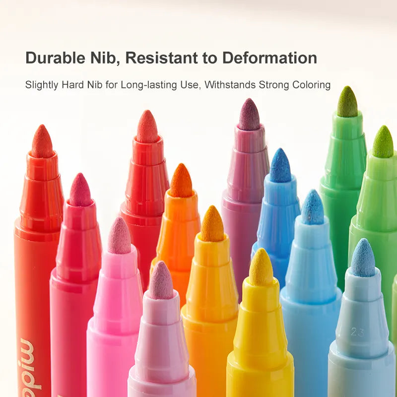 Mideer Rotuladores acrílicos punta mediana clásica 12 colores