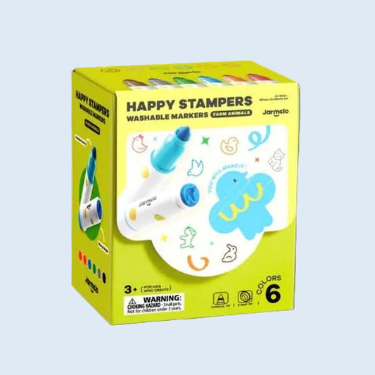 Jar Melo Rotuladores lavables con sellos de animales 6 colores