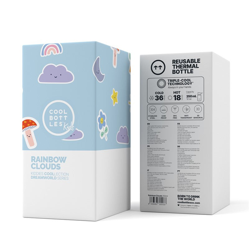 Cool Bottles Botella térmica 350 ml Kiddie Rainbow clouds