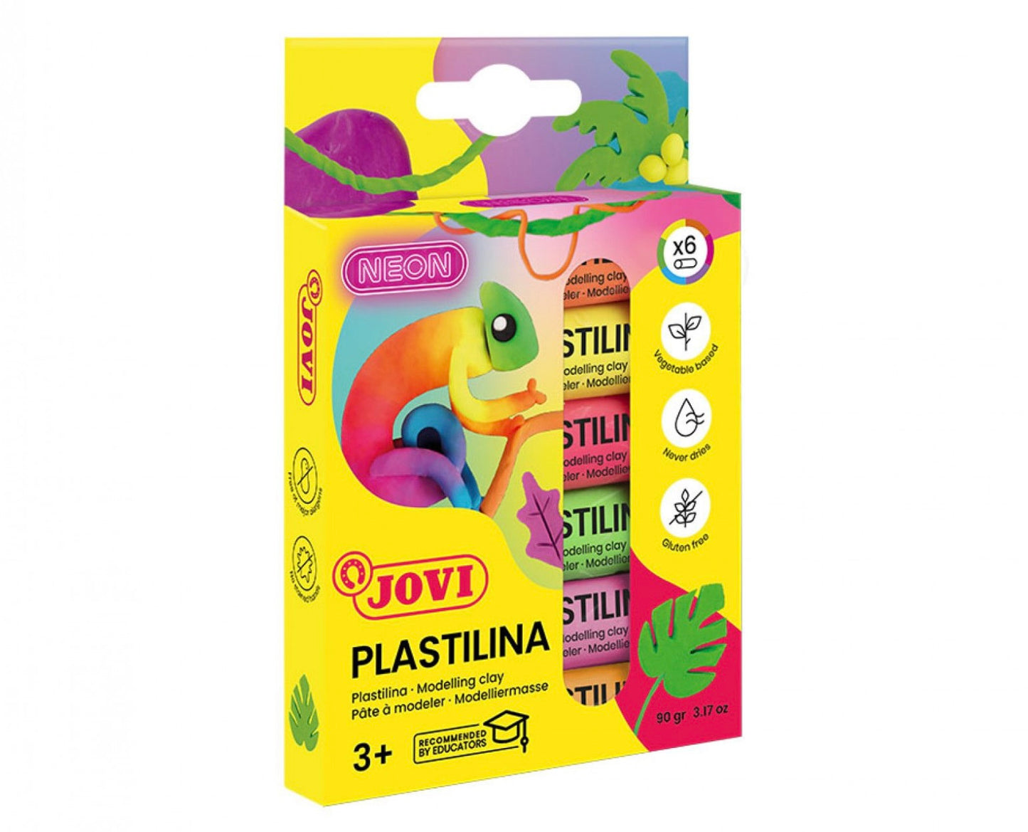 JOVI Plastilina 6 colores neón 2+