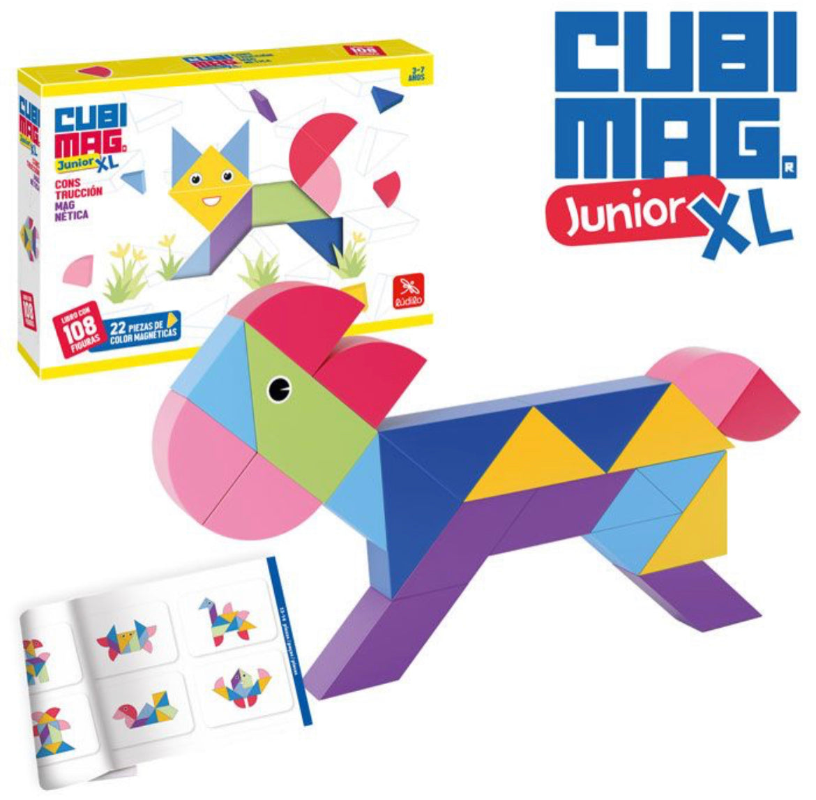 Ludilo - Cubimag Junior XL | Gioco Magnetico Per Bambini 3+ Anni | 108 Sfide E 22 Pezzi | Puzzle Educativo Per Stimolare Creatività E Concentrazione