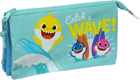 Estuche triple Baby Shark Surfing