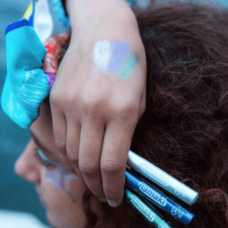 Namaki Set 3 lápices brillo Violeta, Plata y Verde purpurina