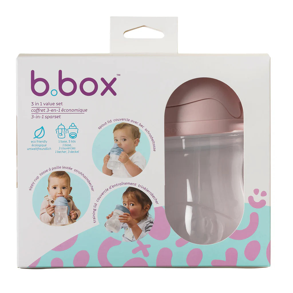 B.box Pack taza y vaso para bebé 3 en 1 Blush