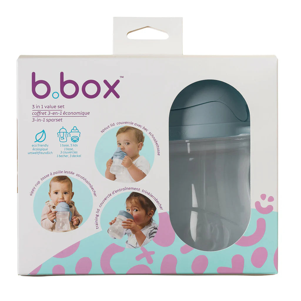 B.box Pack taza y vaso para bebés 3 en 1 Ocean