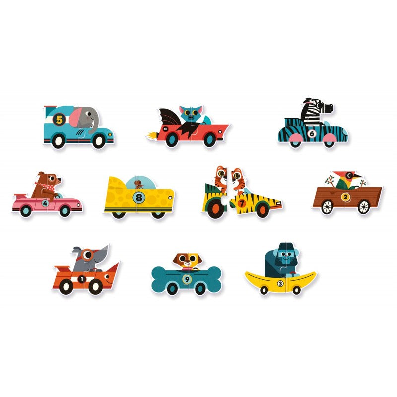 Djeco Puzzle Duo Coches de carrera