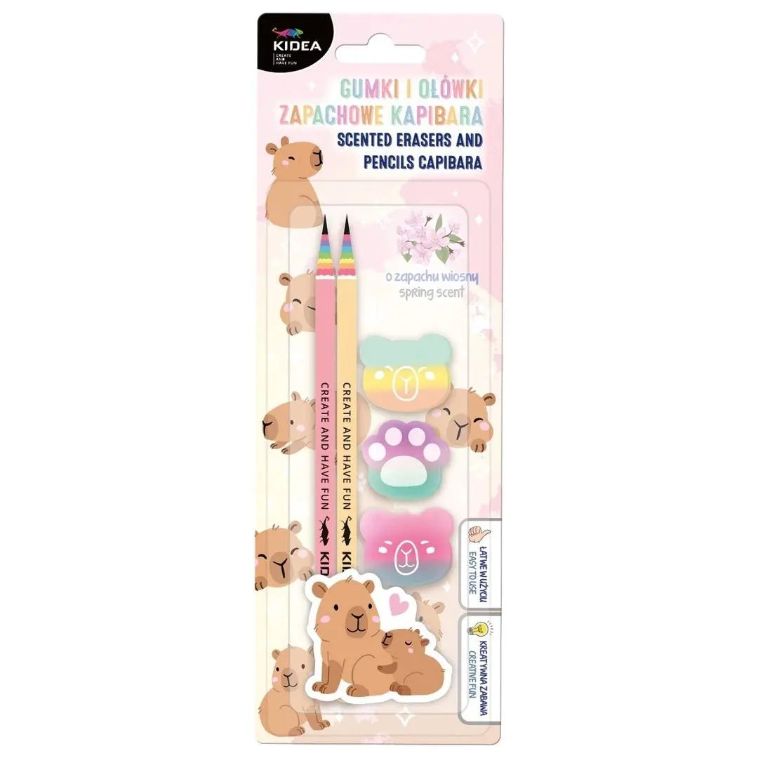 Kidea Pack lápices y gomas aromáticas Capibara