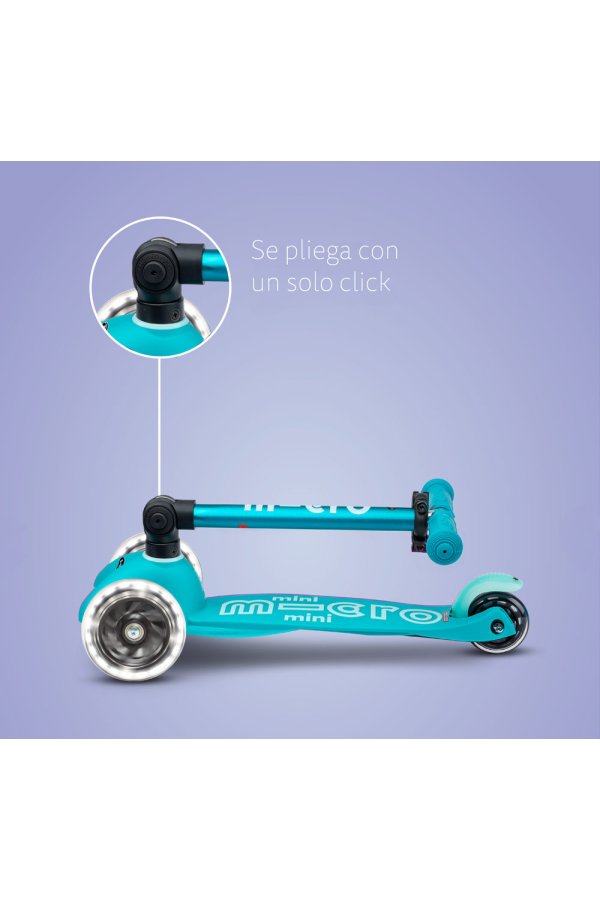 Micro Patinete Mini Deluxe Plegable LED Aqua